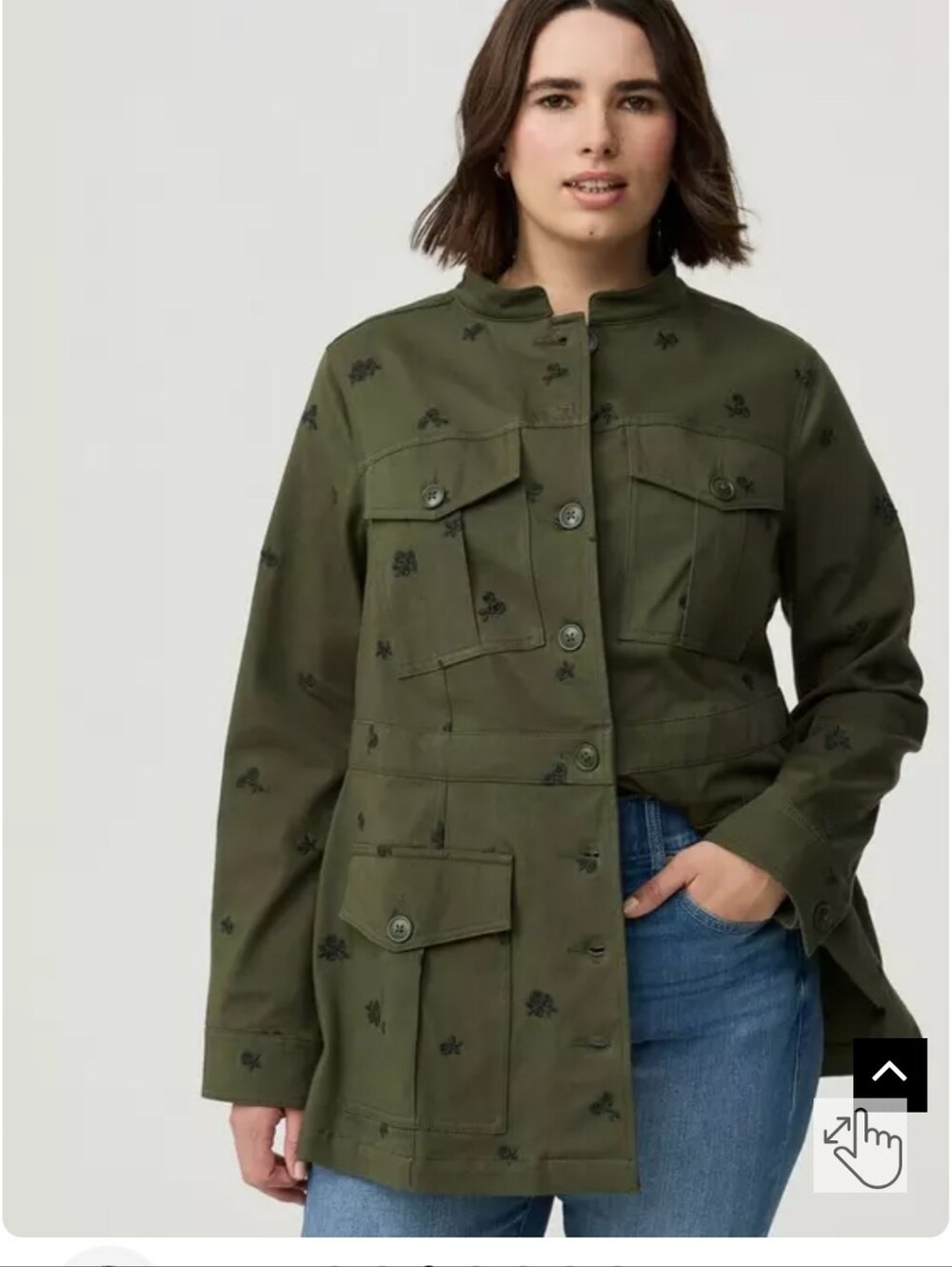 Olive Utility Button-Front Jacket - Picture 2 of 4